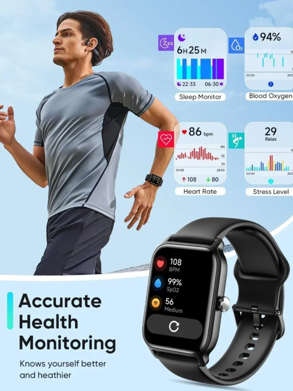 Waterproof Smart Fitness Watch with 1.8